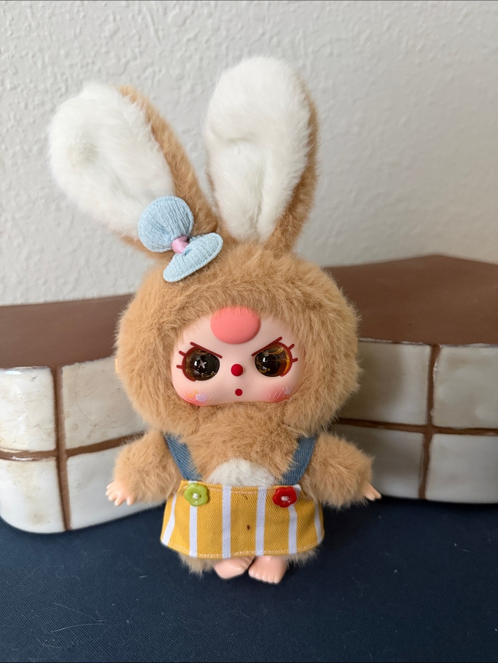 Baby Three 80% Plush Bunny Doll with Yellow Striped Dress